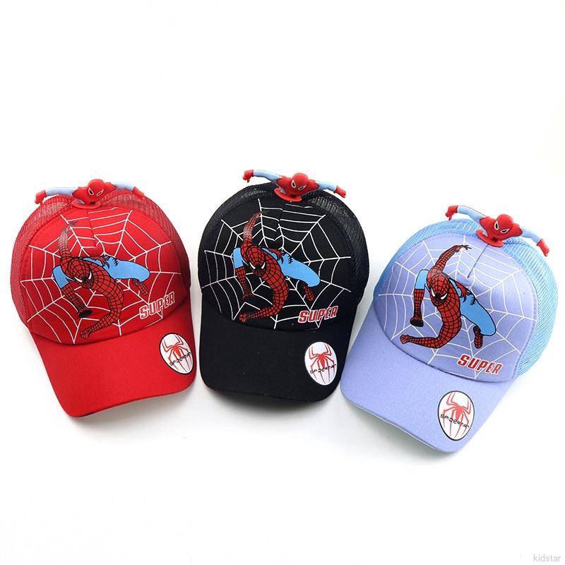 Topi Anak  Laki  Laki  Motif  Kartun  Spiderman Bahan Mesh 