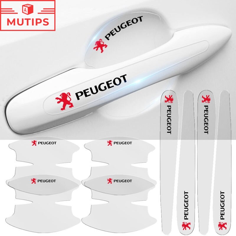 8pcs Stiker Pelindung Gagang Pintu Mobil Transparan Anti Gores Untuk Peugeot 408 5008 406 206 208 207 307 308 2008 3008 508