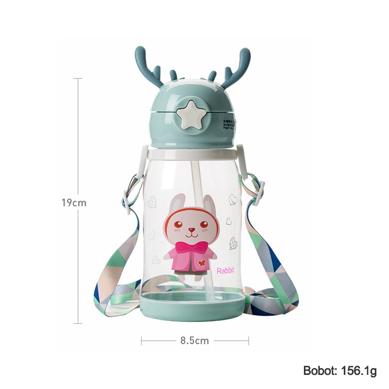BOTOL JERAMI ANAK/botol Kartun 350/450 ML/Botol Minum Anak/Karakter rabbit Bear Tutup Clip/ mport /C 204