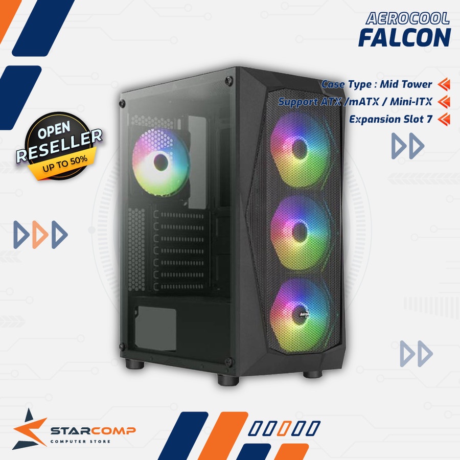 CASING AEROCOOL FALCON V1 - FREE 4 FAN FRGB - MESH ATX GAMING CASE