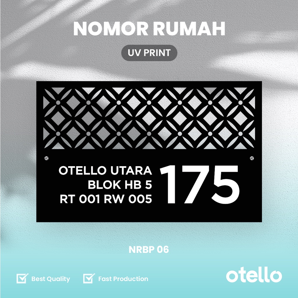 Otello Custom Papan Alamat Rumah Akrilik Laser Bolong + UV | Nomor Acrylic 06 Minimalist Modern