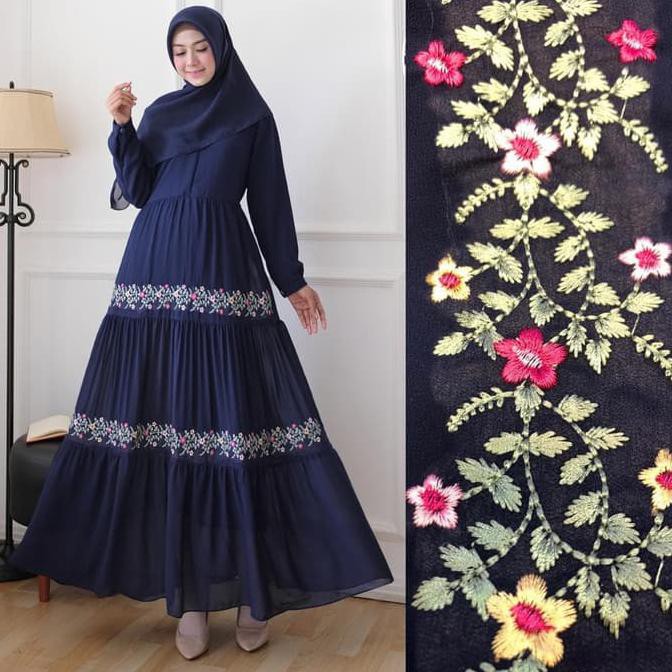 ► TERLAKU SETELAN SYARII► BAJU GAMIS NAVY DONGKER / MAXI DRESS POLOS / GAMIS CERUTI BORDIRAN