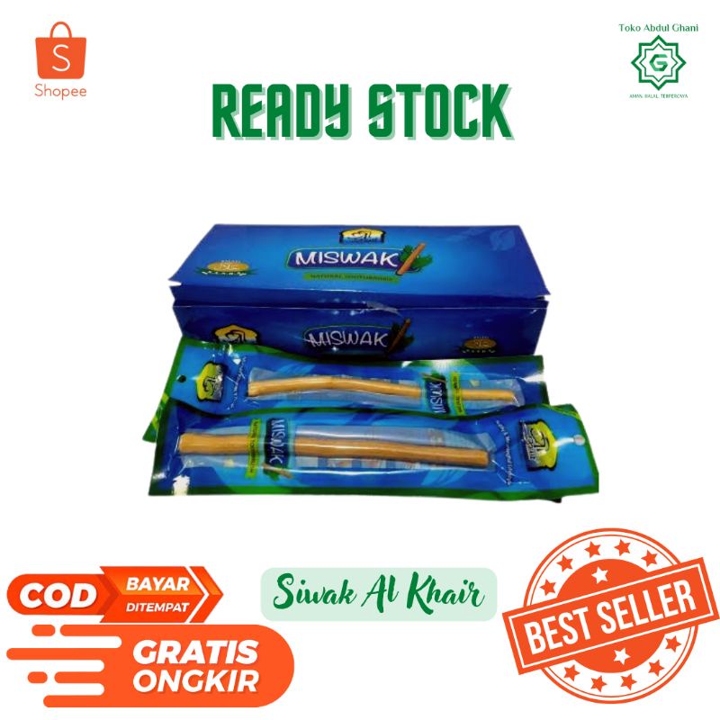 Siwak  Miswak Kayu Siwak Al Khair Pakistan tanpa holder 1 box isi 12 panjang +/- 15 cm