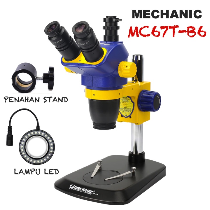 MICROSCOPE TRINOKULAR MECHANIC MC67T-B6 PLUS LAMPU ORIGINAL