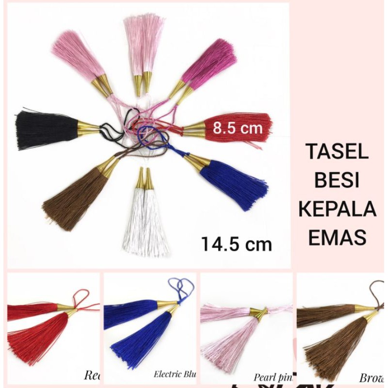 1 LUSIN - TASSEL BESI KEPALA EMAS 4.5 CM