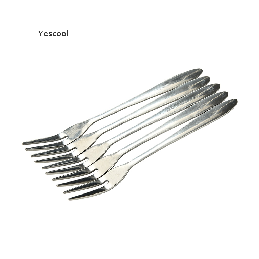 Yescool 5Pcs Garpu Buah Dua Gigi Bahan Stainless Steel Untuk Perlengkapan Dapur