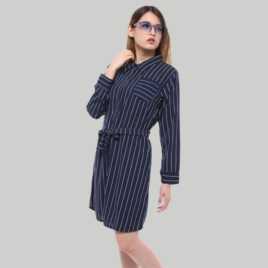 Monellina 03631 Tunik Oversize Wanita Lengan Panjang Garis