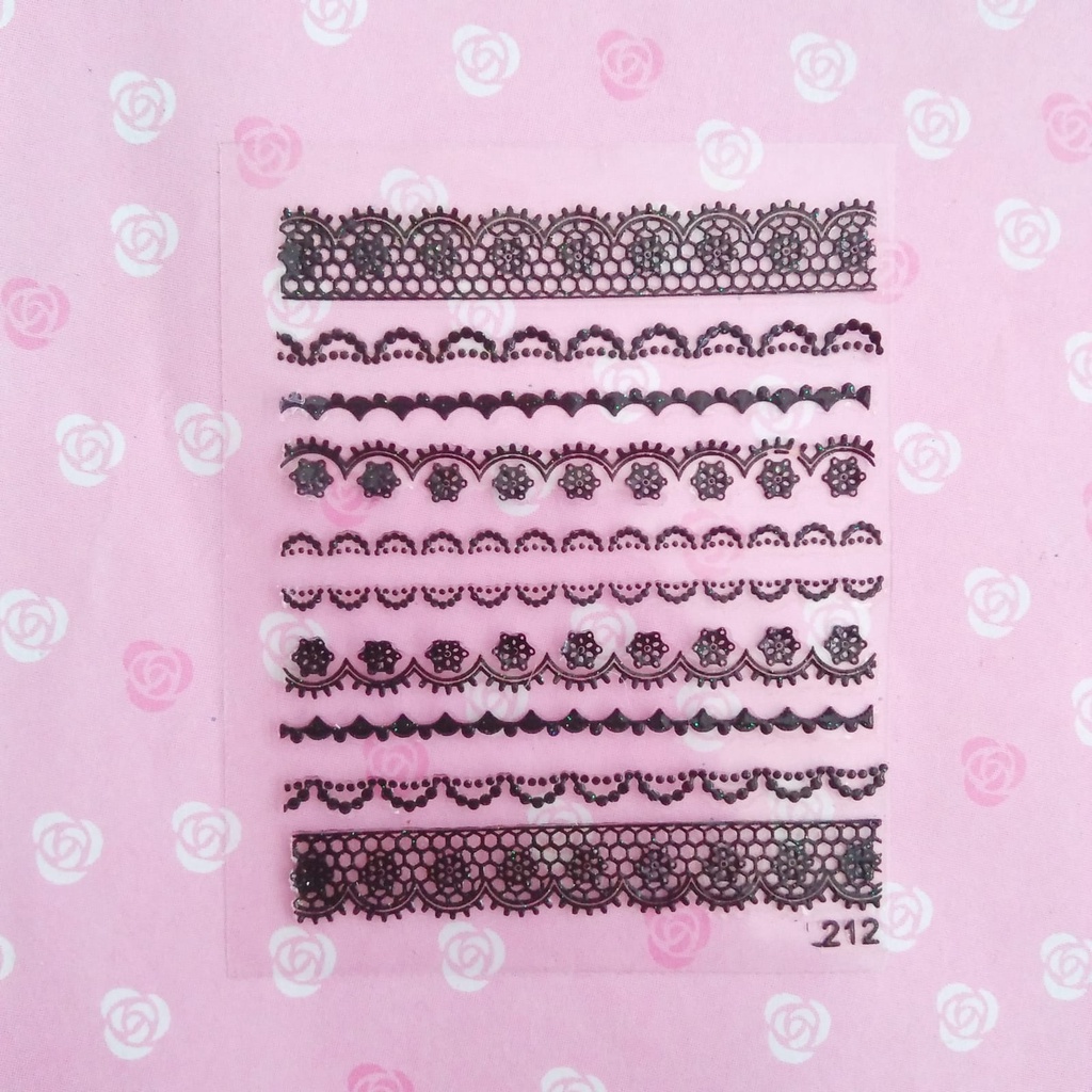 ISI 1 PACK NAIL ART 3D NAIL ART STICKER LACE BLACK HL