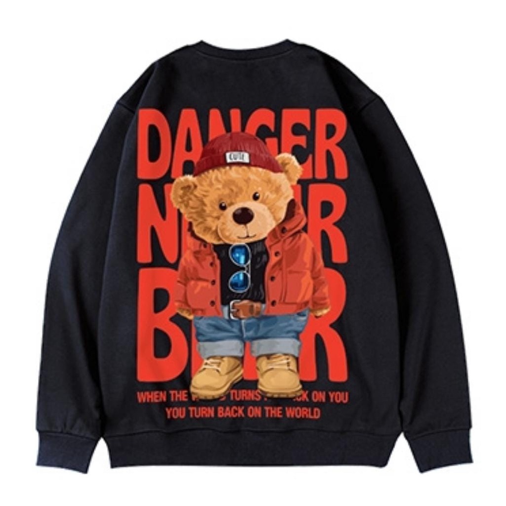 DANGER BEAR 2SIDE SWEATER CREWNECK OBLONG UNISEX