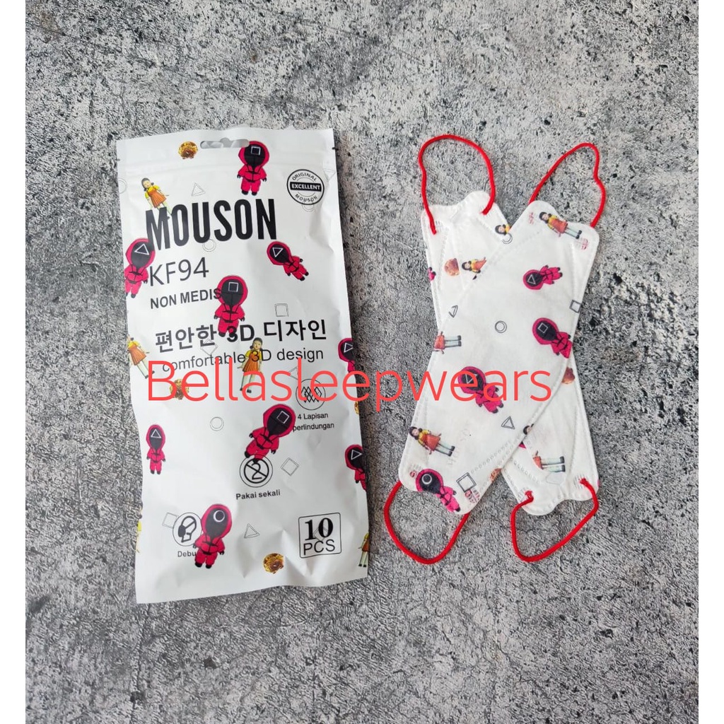 KF94 MOUSON SQUID GAME - MASKER KF94 MOUSON 4PLY EMBOS SQUID GAME SERIES - ORIGINAL