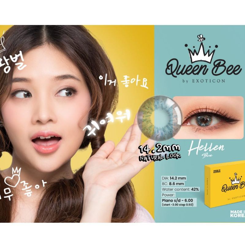 SOFTLENS X2 QUEEN BEE NORMAL &amp; MINUS -0.50 sd -2.50 FREE LENSCASE DIA 14.2 MM BY EXOTICON / Softlen Soflen Soflens