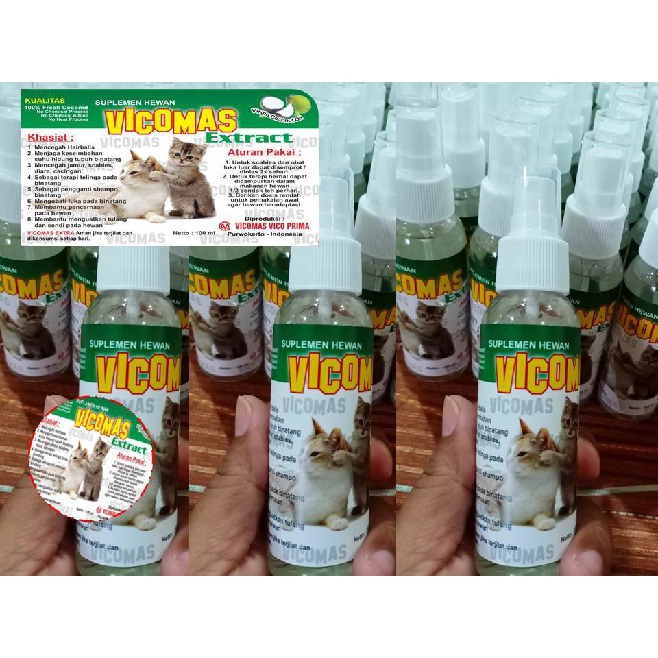 Obat Kucing Gatal Bulu Rontok Alami | Vco Vicomas Extract Spray 100ml
