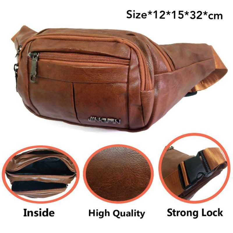 Tas pingggang kulit pria tas dada pria waistbag pria import china