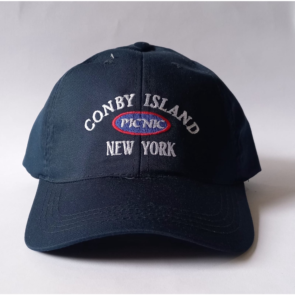 topi baseball import pria dan wanita bahan katun logo CONBY ISLAND ,warna hitam