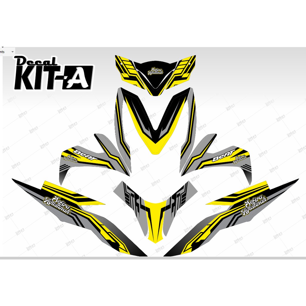 Decal Stiker New Beat Esp Kuning Silver  Dekal Sticker All New Beat Cbs