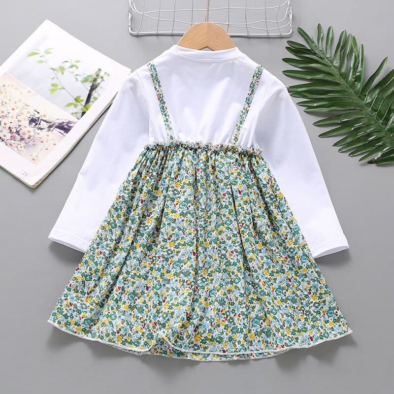 Promo !! Dress anak peremuan import / Dress polos bloomy alice lengan panjang Ukuran 3-4 Tahun / Dress anak lucu