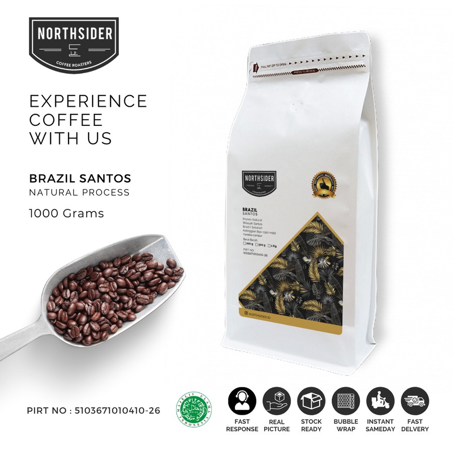 BIJI KOPI ARABIKA BRAZIL SANTOS NATURAL - 1KG NORTHSIDER COFFEE