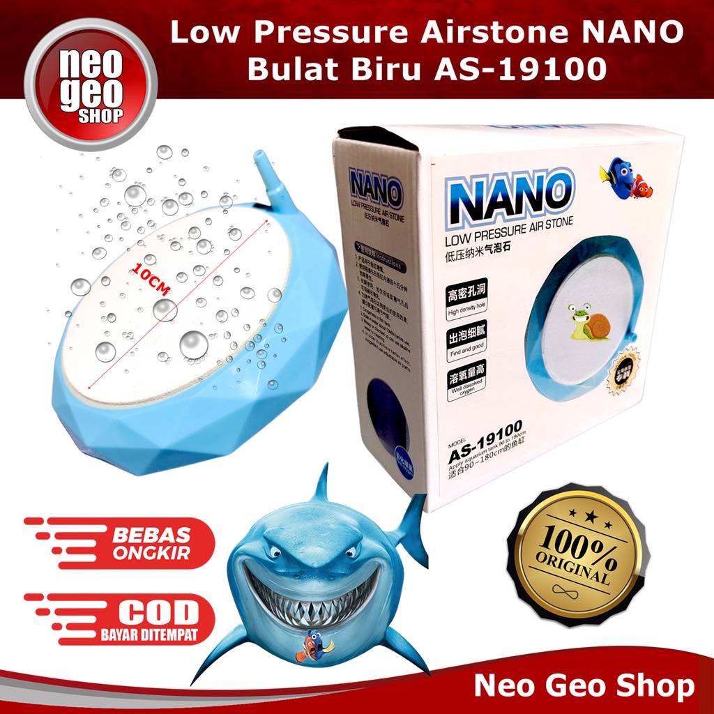 NANO AS 19100 Air Stone Bulat Biru Low Pressure Batu Aerator Aquarium Aquascape