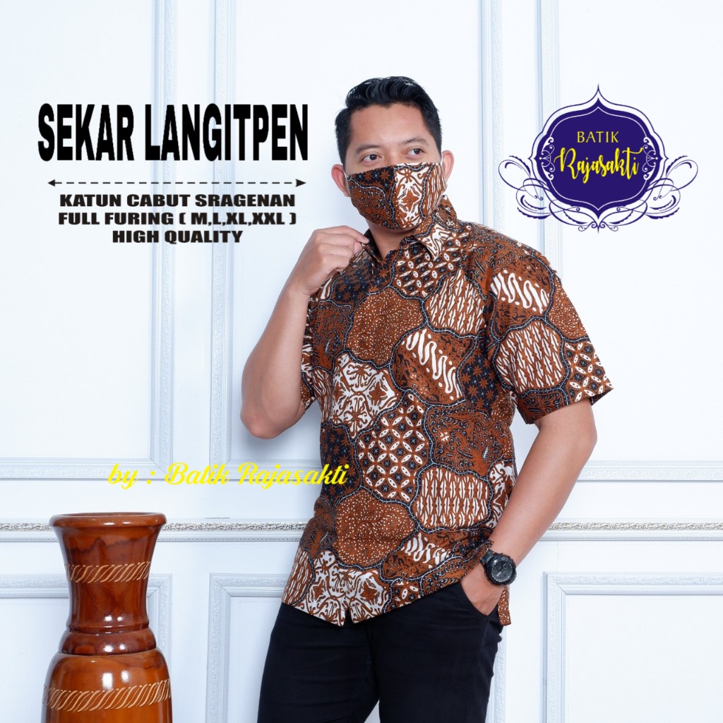 SEKAR LANGIT Batik pria COKLAT FULL FURING  lengan panjang modern  ORIGINAL BAJU PREMIUM KEKINIAN