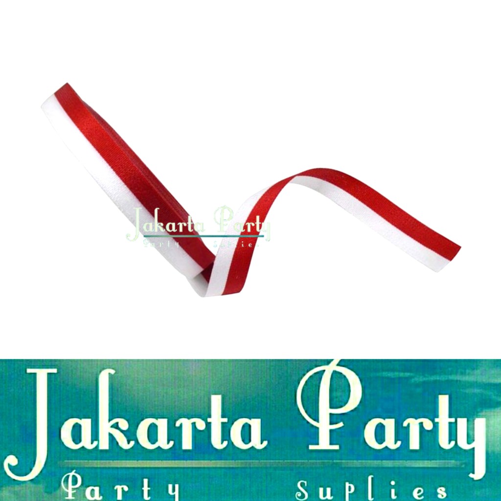 Pita Satin Merah Putih Ukuran 1/2 Inch / Pita Merah Putih / Pita Satin