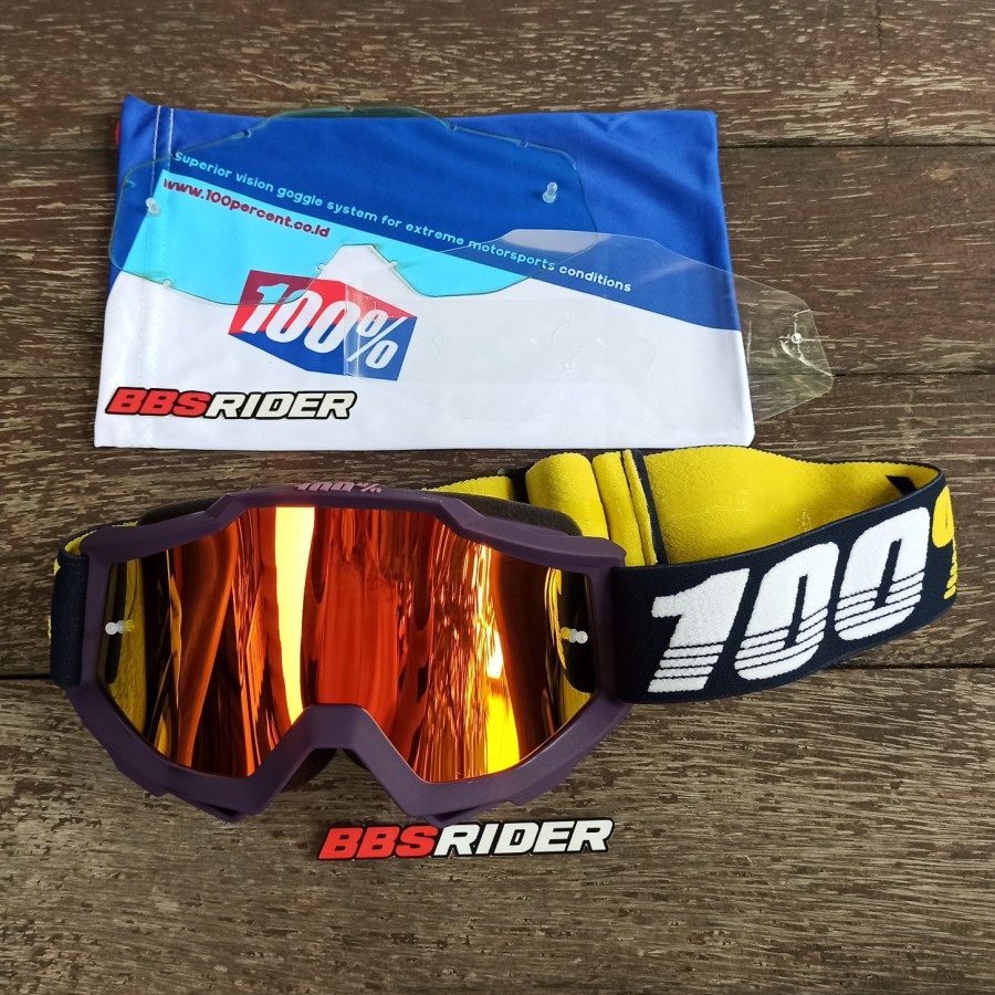 Kacamata / Goggle 100% Accelera Purple / Abu Lisensi Resmi Indonesia
