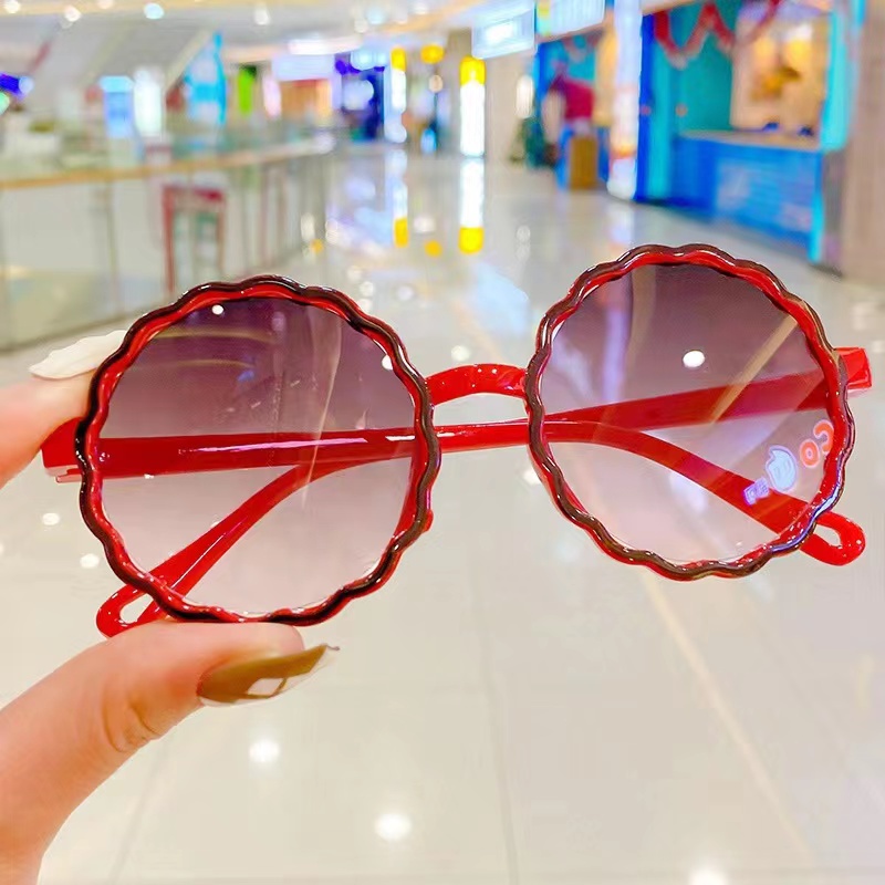 (Rowling)Kacamata Anak New Trend/Fashion Anak Terbaru Bulat Kacamata Hitam Motif  UV protection High Quality Import Kacamata Fashion-ka-214 Merah