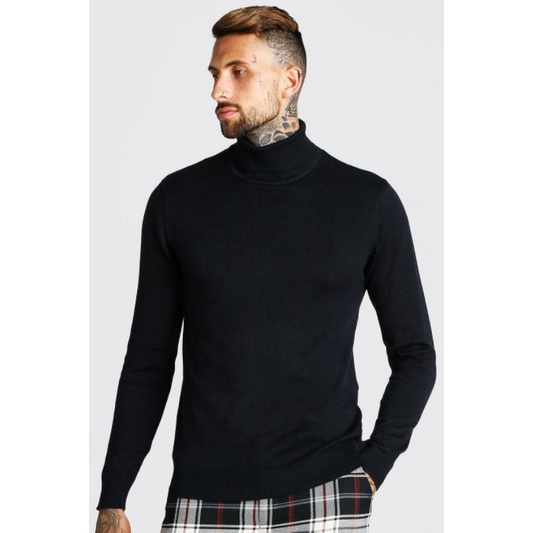 KAOS TURTLENECK PRIA LENGAN PANJANG POLOS TURTLE NECK KOREAN STYLE LEHER TINGGI / KAOS KERAH TINGGI