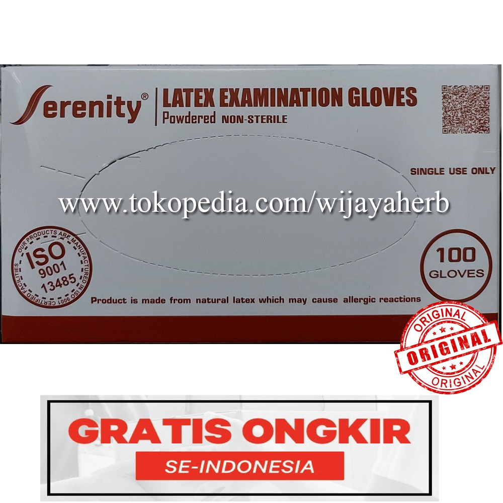 Sarung Tangan Latex Serenity / Sarung Tangan Karet / Sarung Tangan Medis / Serenity Isi 100 pcs