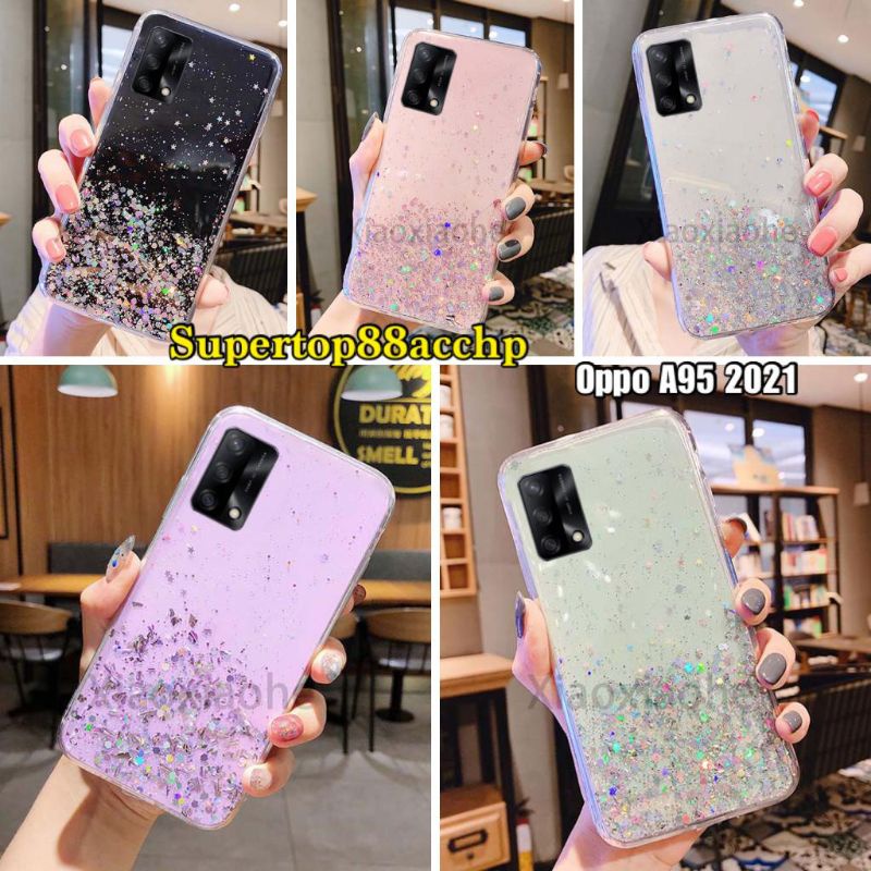 Oppo A95 4G Casing Soft Case Tpu Bahan Premium Glitter Glossy