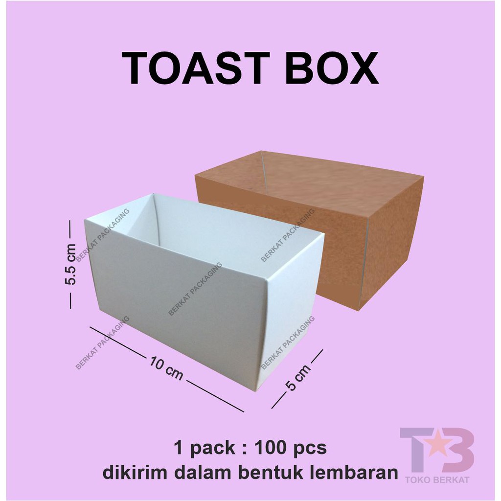 

Tray Toast Box ISI 100pcs / Bread Toast Box Isi 100pcs / Box Roti Bakar seperti Jiwa Toast /Dus Roti / Box Cromboloni