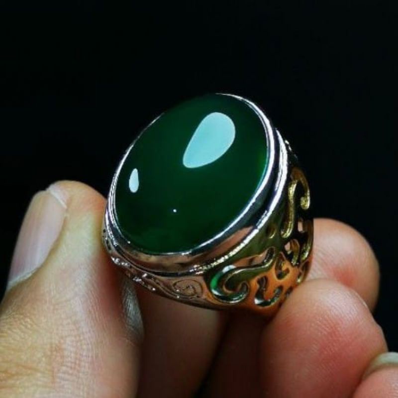 Cincin Batu Akik Hijau Garut Natural