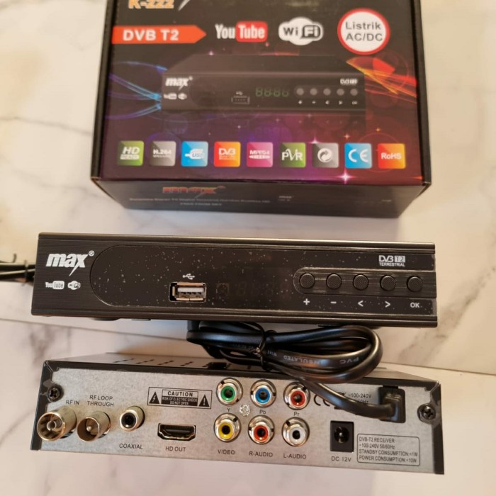 TV Box DVB T2 Seri K222 TV digital full siaran setrum AC atau DC.