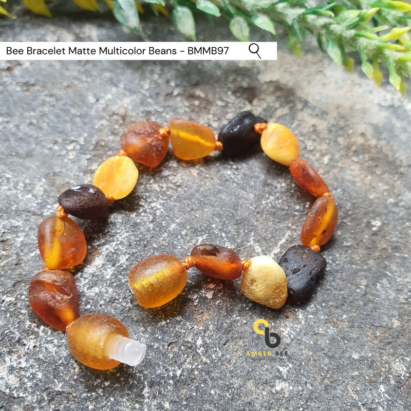 TERMURAH Gelang Amber Baltic Balita &amp; Anak Matte Multicolor Bean BMMB97 By Amber Bee