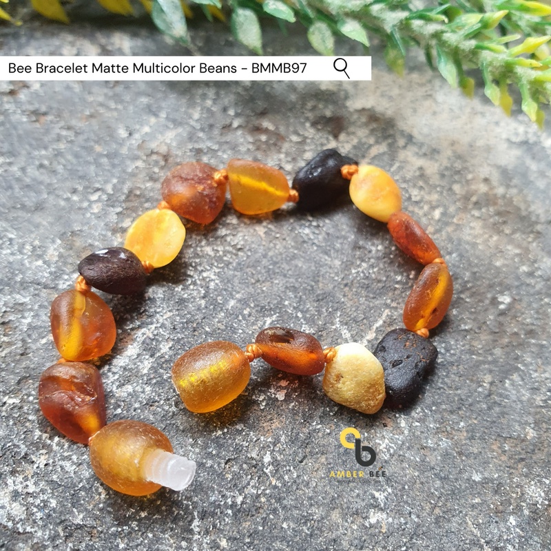 TERMURAH Gelang Amber Baltic Lithuania Balita &amp; Anak Glossy Multicolor Bean BGMB97 By Amber Bee