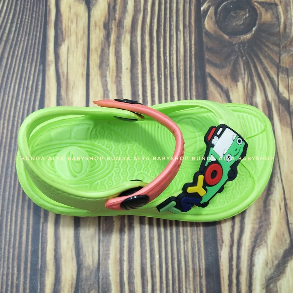 Sandal Anak Laki Jepit Usia 6 Bulan 1 2 Tahun Size 19 -24 - Sendal Bayi Cowok Karet Anti Licin Bus HIJAU