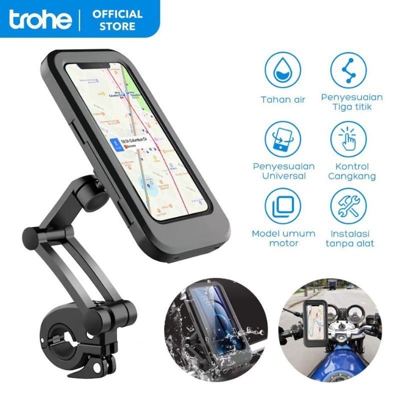 LC - Holder WATERPROOF STANG  HM 18 360⁰  motor  Stang /sepeda waterproof 360 card holder HP motor  