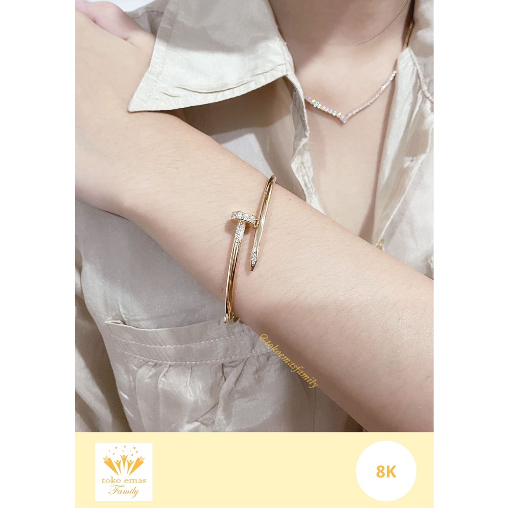 Gelang Emas Kadar 375 (8K) Model Paku C*rt**r Berat 3 - 10 Gram an