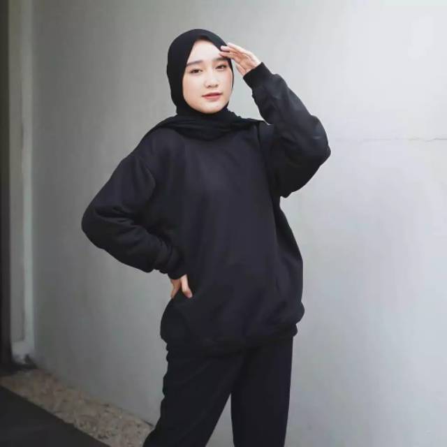 Sweater crew neck Bigsize - sweater wanita