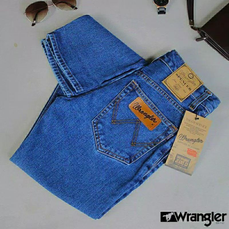 PROMO!! (BISA COD / BAYAR DI TEMPAT) Celana Jeans Standar Pria Cowok Reguler Regular Panjang Lurus Reguller Original Wrengler Warna Abu abu Coklat Hitam Biru Dongker Biowash Navy Murah Gaya Berkualitas Distro Keren Kekinian Ukuran Jumbo Big size 28-38