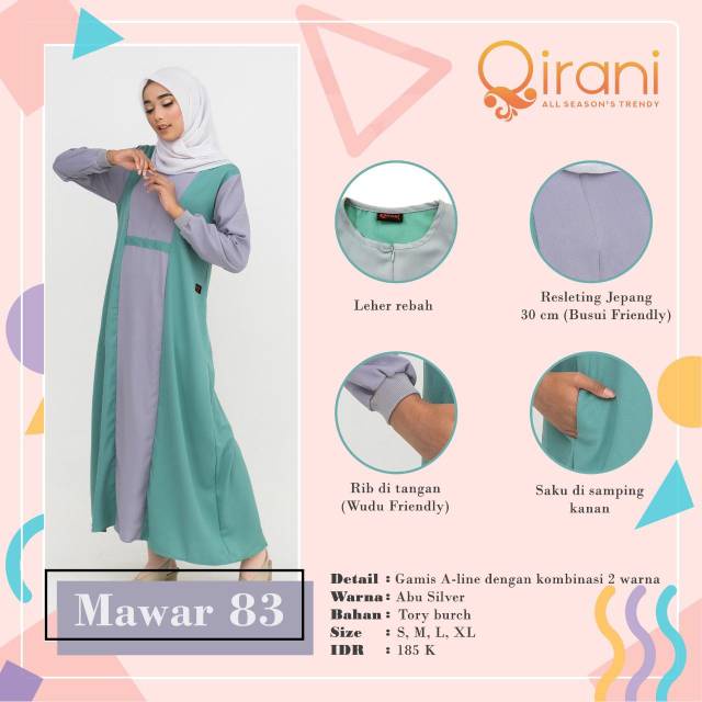 GAMIS QIRANI MAWAR 83 ABU SILVER