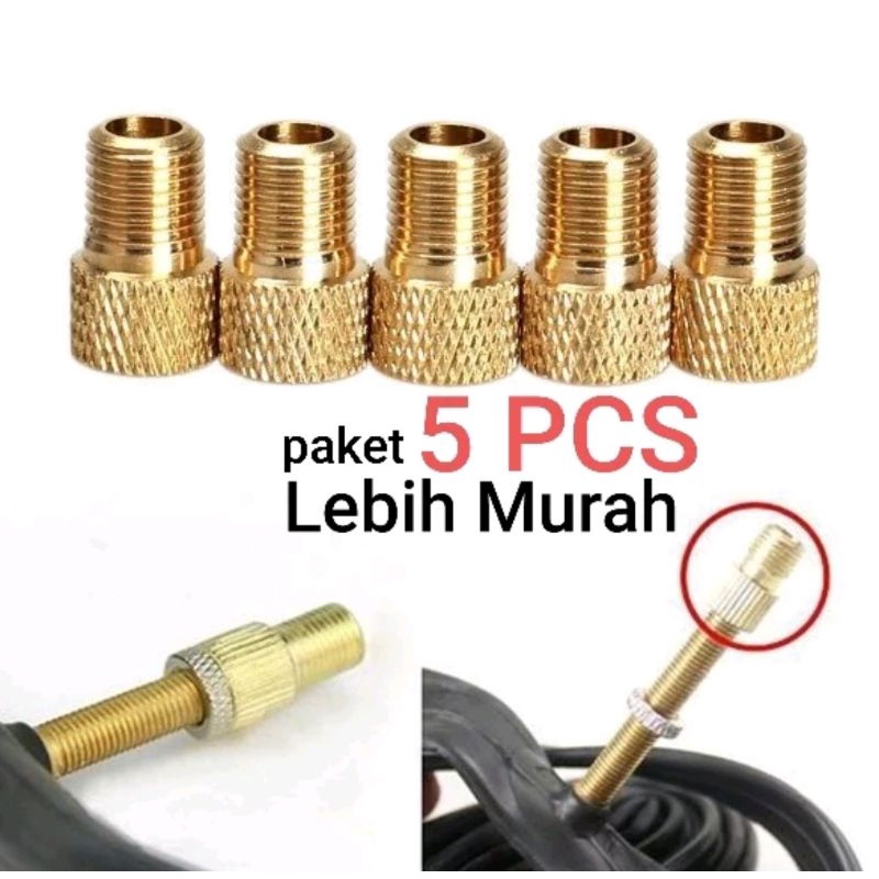 grosir 5 pcs adaptor pentil presta dop sepeda kecil presta to schrader adapter pompa ban sepeda roadbike MTB