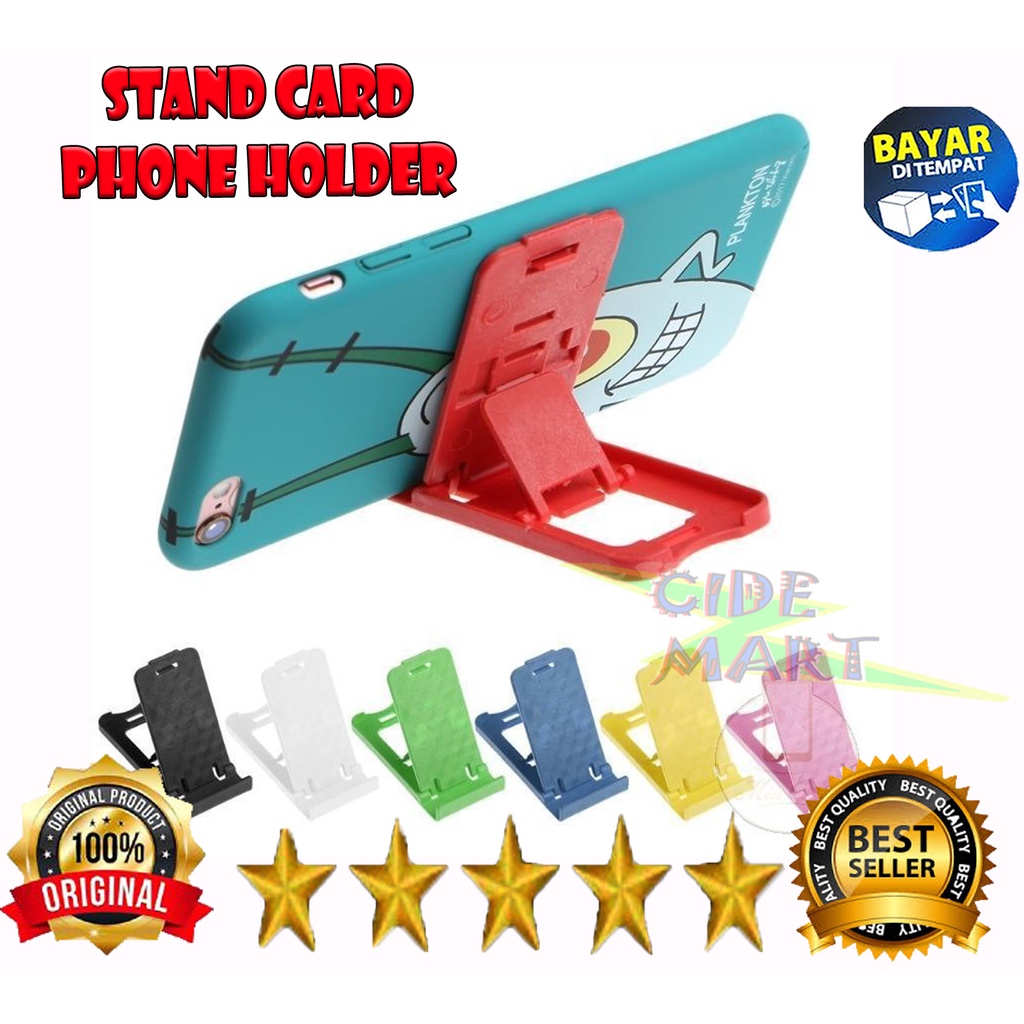 Stand Card Phone Holder Color SS Dudukan HP Lipat Universal Standing Docking Model Kartu Portable Foldable