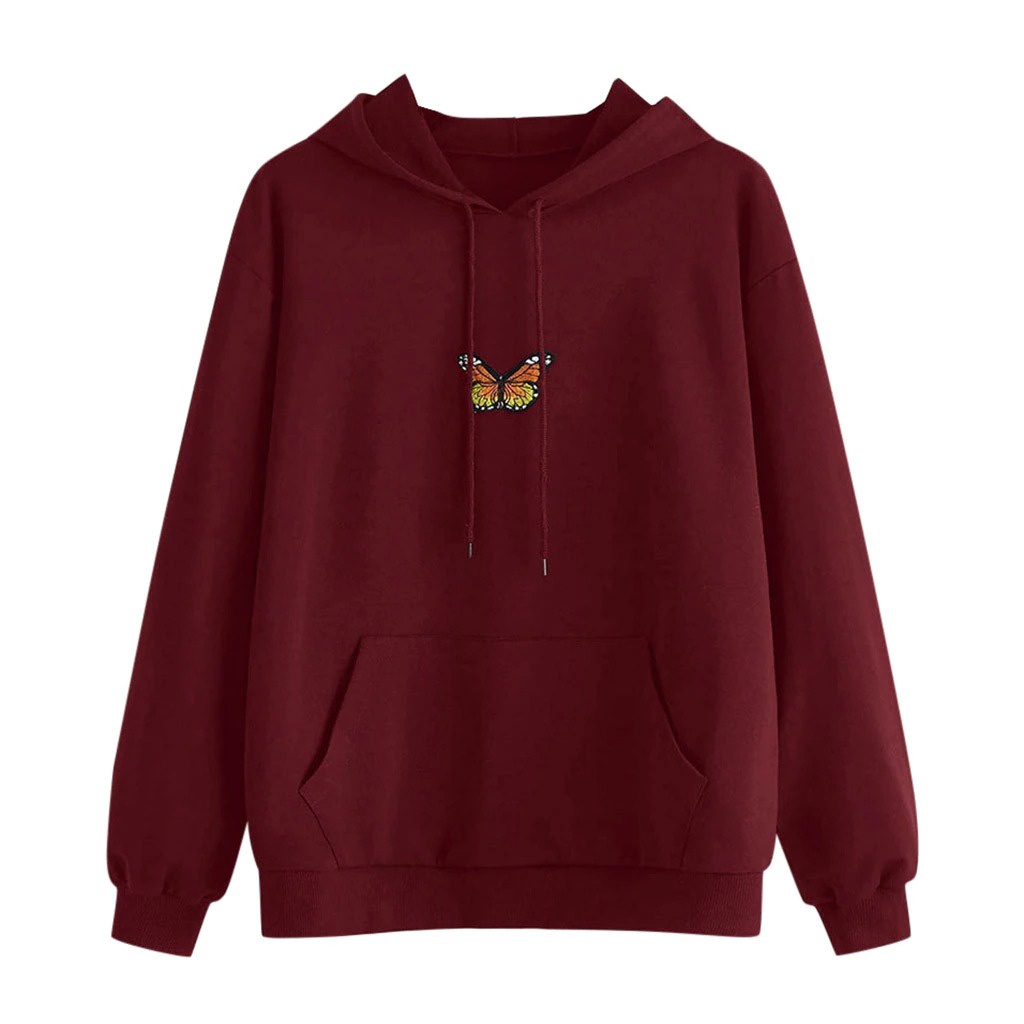 IvannaCollection Sweater Hoodie Wanita Butterfly Bahan Tebal Korean Style