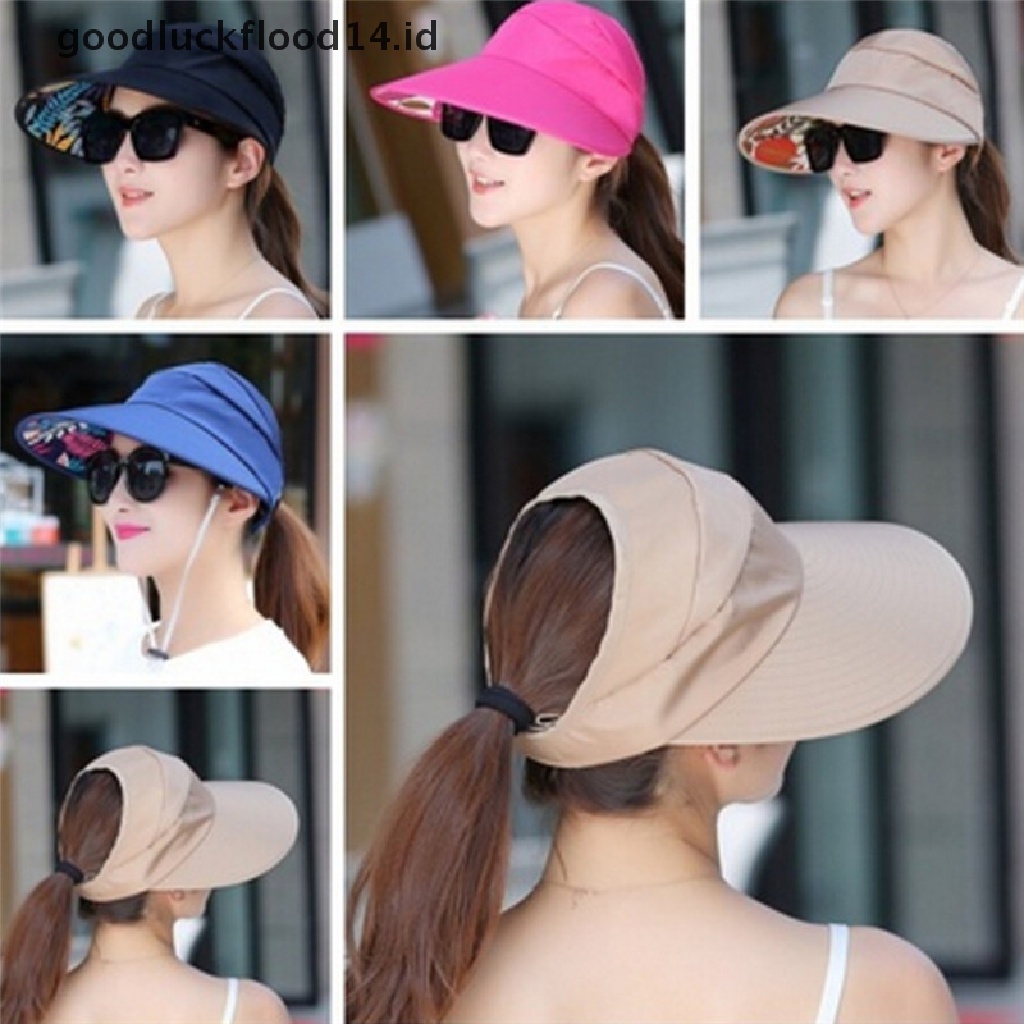 [OOID] UV Protect Sun Hat Foldable Large Brim Visor Cap Beach Sun Hat Outdoor Fashion  ID