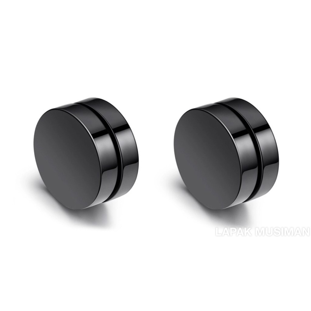 [Bayar di Tempat] ANTING PRIA TITANIUM HITAM MODEL MAGNET - GARANSI ORIGINAL