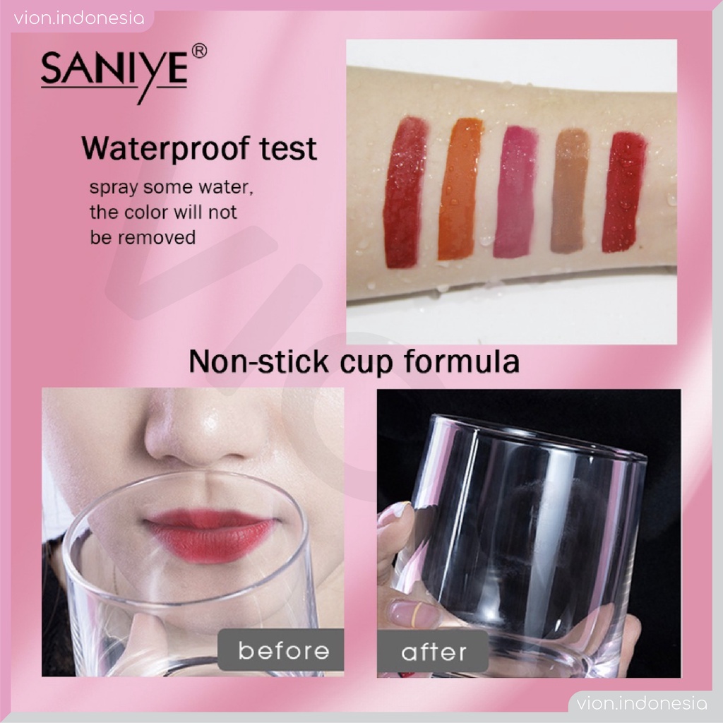 SANIYE Fashion Girls Matte Lip Gloss Liquid Lip Tint Lipstick Motif Batik Waterproof Tahan Lama SA003