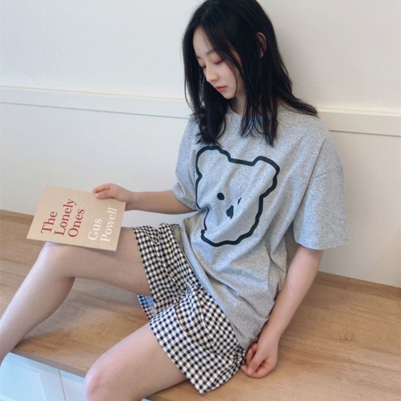 BEFAST - ZEC OOTD Wanita Setelan CUBIE / Set Powell Bear / Set Wanita Baju Pendek+Celana Pendek / Setelan Santai / Setcel Baju Tidur / Set Rumahan / Set Keluaran Terbaru