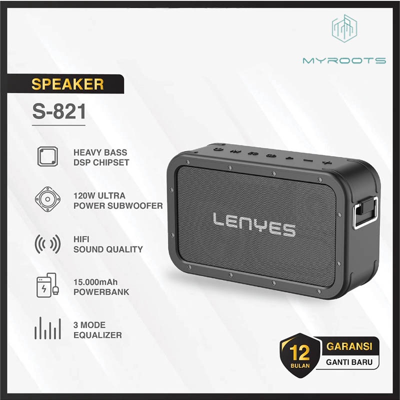 MYROOTS X LENYES Speaker Wireless Bluetooth 5.0 Hifi Lenyes S821 120W Ultra Bass Stereo Sound waterp