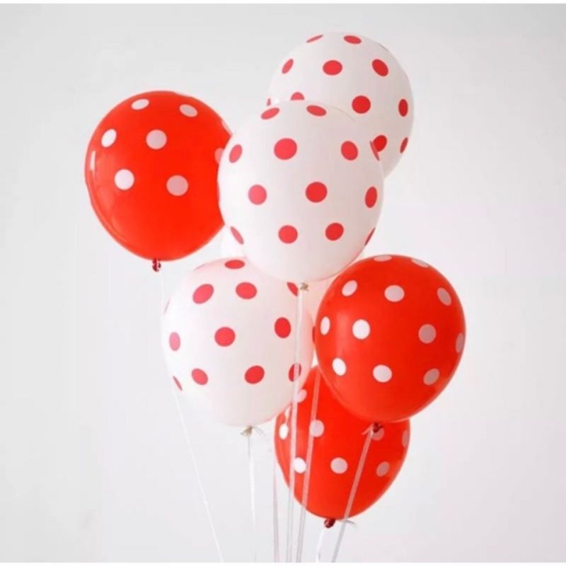 Balon polkadot isi 100pcs / balon ulang tahun / balon volkadot / balon pesta / balon tiup / balon hbd