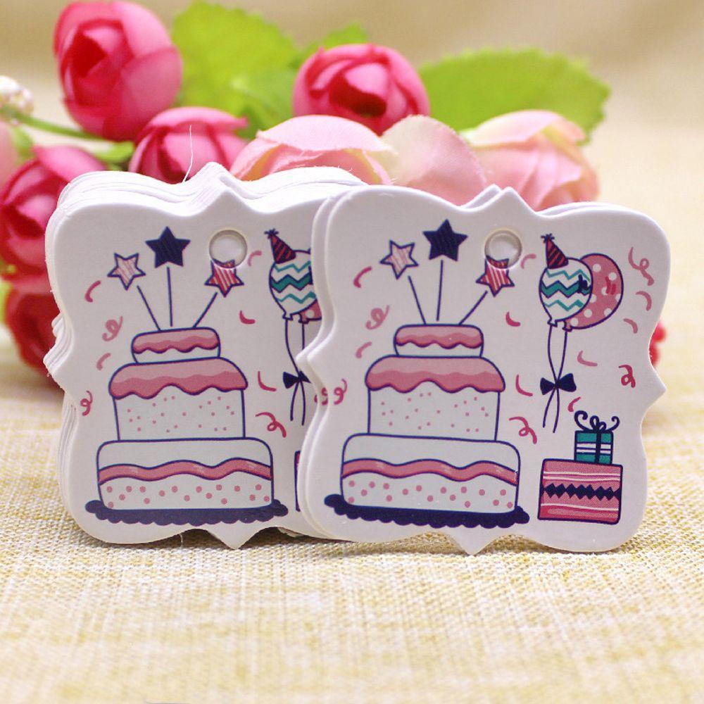 Solighter 100 Pcs Happy Birthday Tag Kerajinan Pembungkus Kado Perlengkapan Pesta Hang Tag
